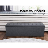 Storage Ottoman Fabric Bench - Grey