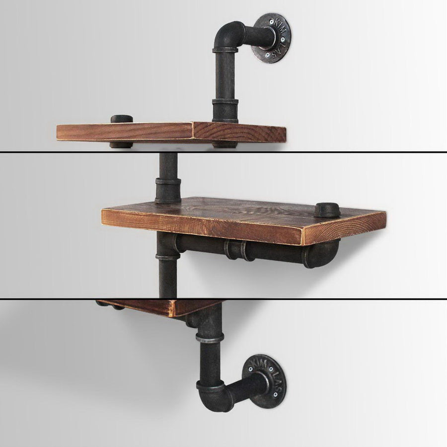 Industrial Rustic Asymmetric Shelving - 3 Shelves