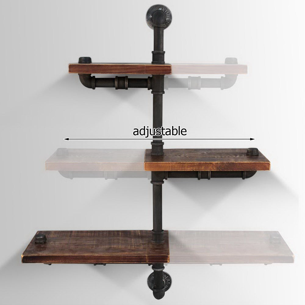 Industrial Rustic Asymmetric Shelving - 3 Shelves