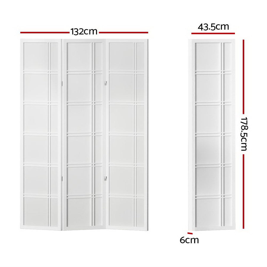 Room Divider Screen Privacy Wood Dividers Stand 3 Panel Nova White