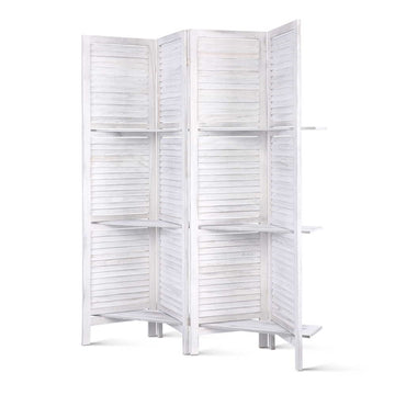 Room Divider Privacy Screen Foldable Partition Stand 4 Panel White