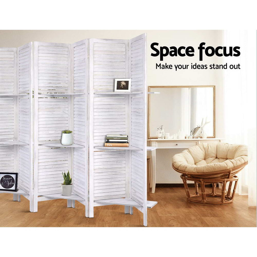 Room Divider Screen 8 Panel Privacy Foldable Dividers Timber Stand Shelf