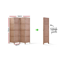 4 Panel Room Divider Screen Privacy Timber Foldable Dividers Stand Natural