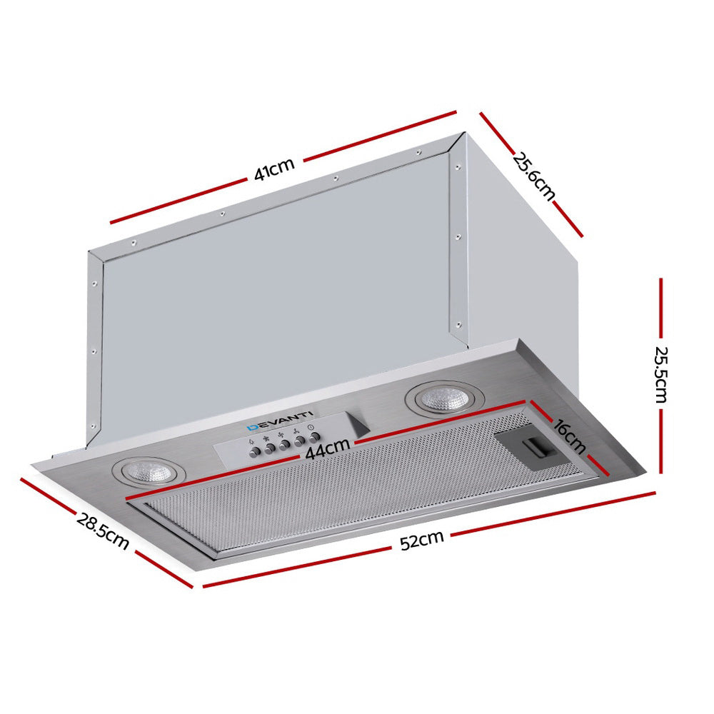 Range Hood Rangehood Undermount Built In Stainless Steel Canopy 52cm 520mm