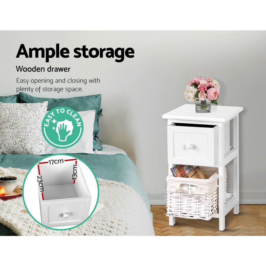 Bedside Table 2pc - White