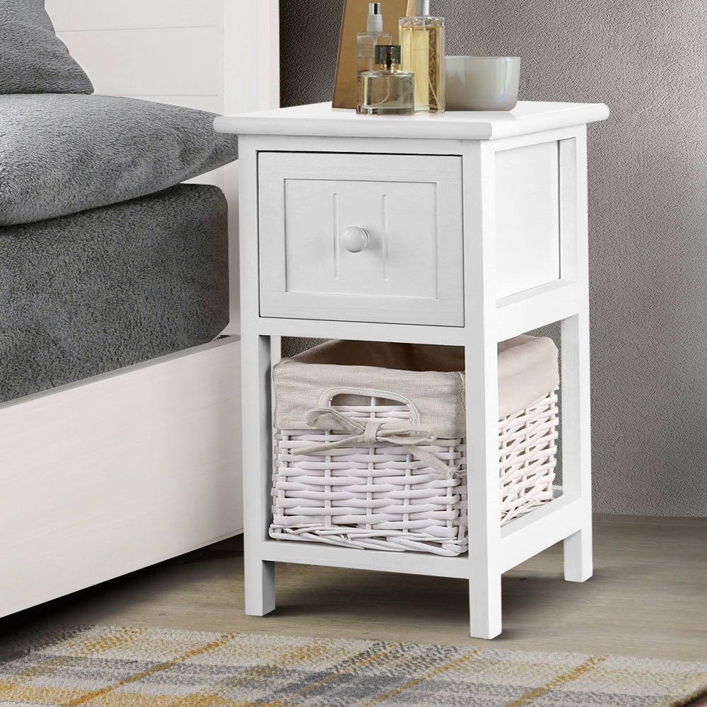 Bedside Table 2pc - White