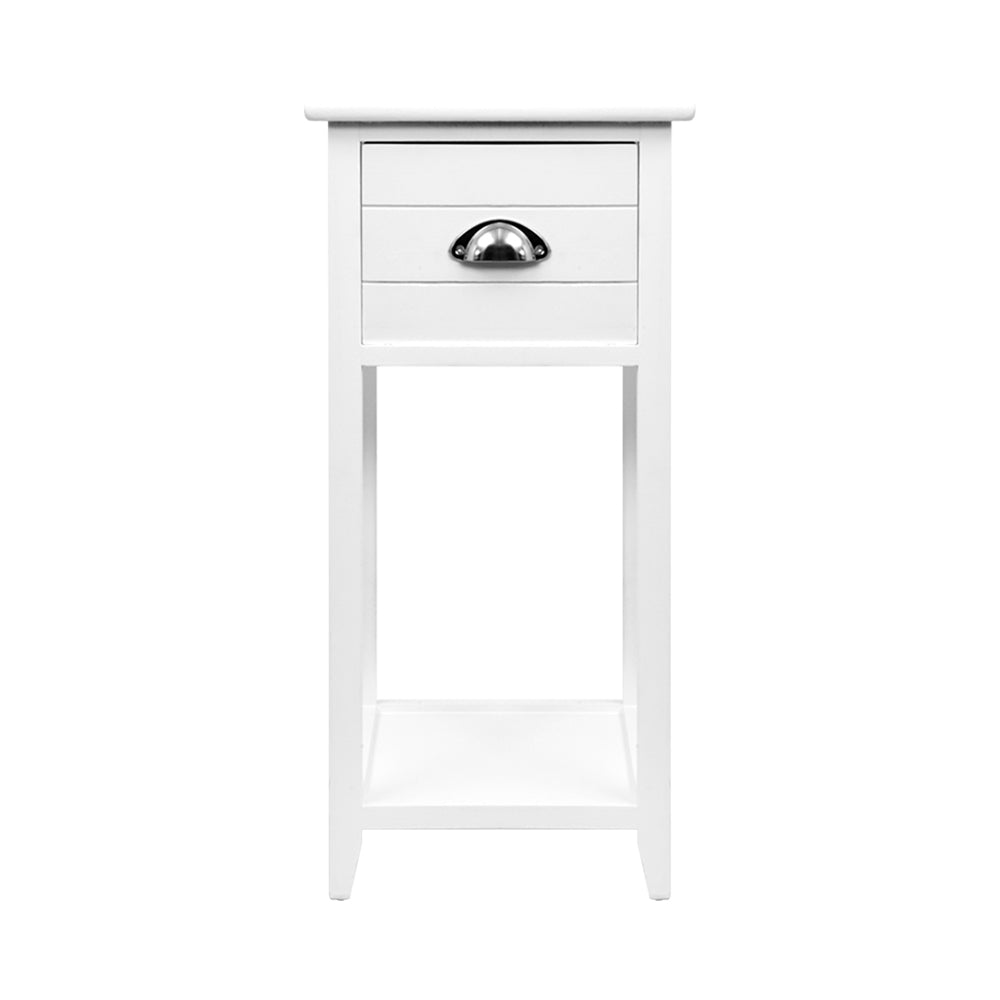 Bedside Table Nightstand Drawer Storage Cabinet Lamp Side Shelf White