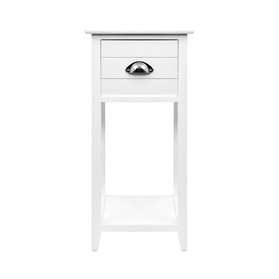 Bedside Table Nightstand Drawer Storage Cabinet Lamp Side Shelf White