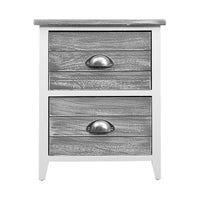 2x Bedside Table Nightstands 2 Drawers Storage Cabinet Bedroom Side Grey