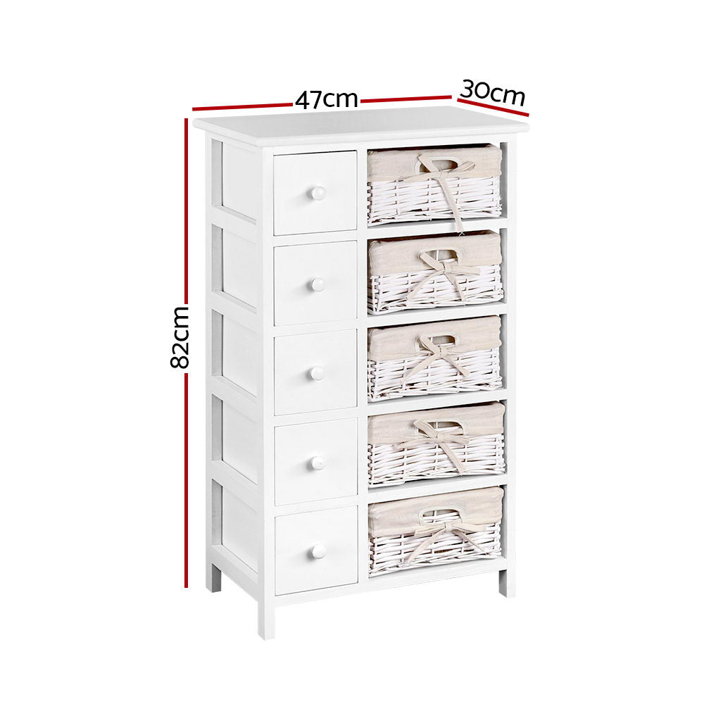 5 Basket Storage Drawers - White