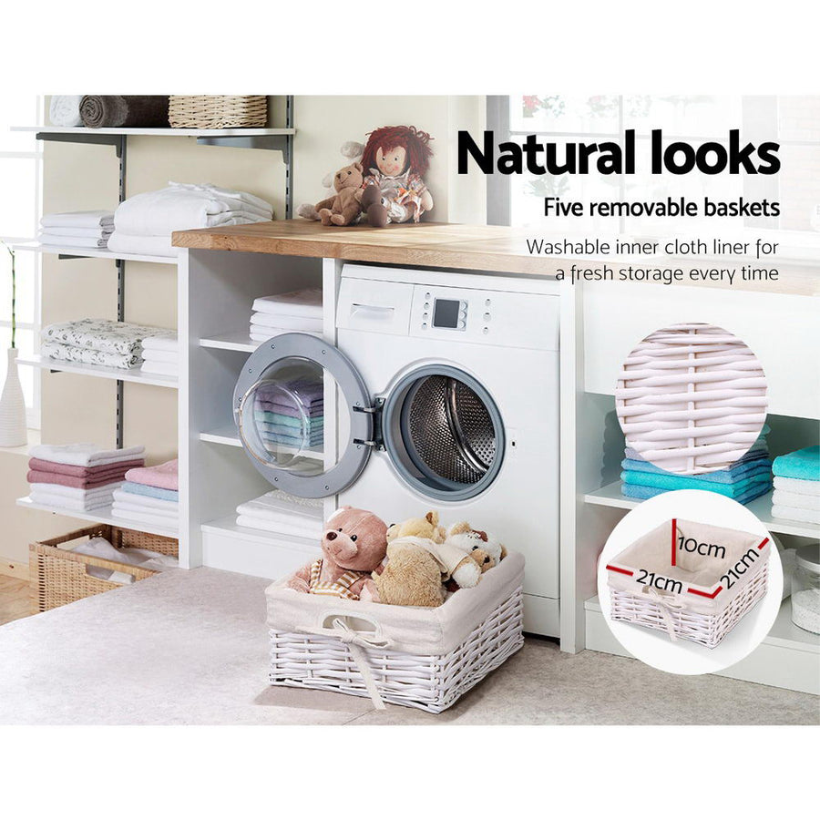 5 Basket Storage Drawers - White