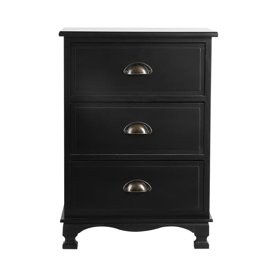 Vintage Bedside Table Chest Storage Cabinet Nightstand Black