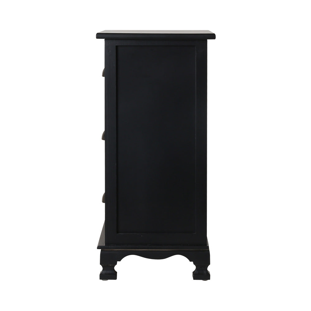 Vintage Bedside Table Chest Storage Cabinet Nightstand Black