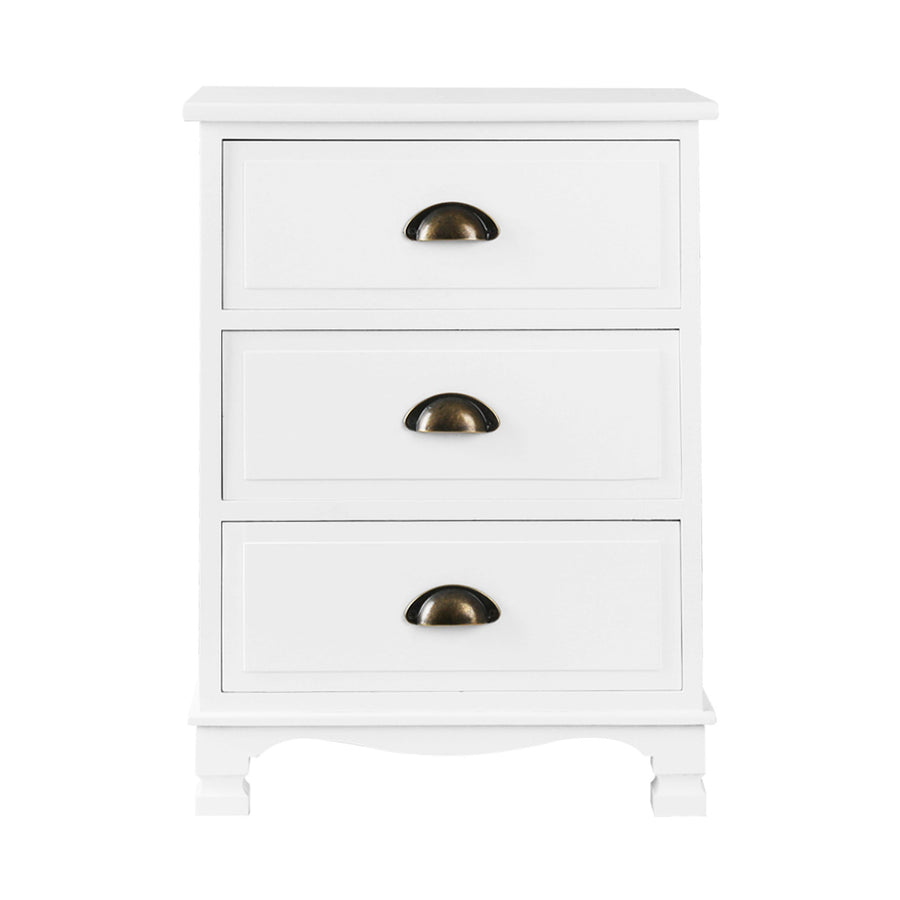 Vintage Bedside Table Chest Storage Cabinet Nightstand White