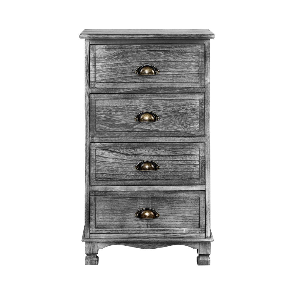 Bedside Tables Drawers Cabinet Vintage 4 Chest of Drawers Grey Nightstand