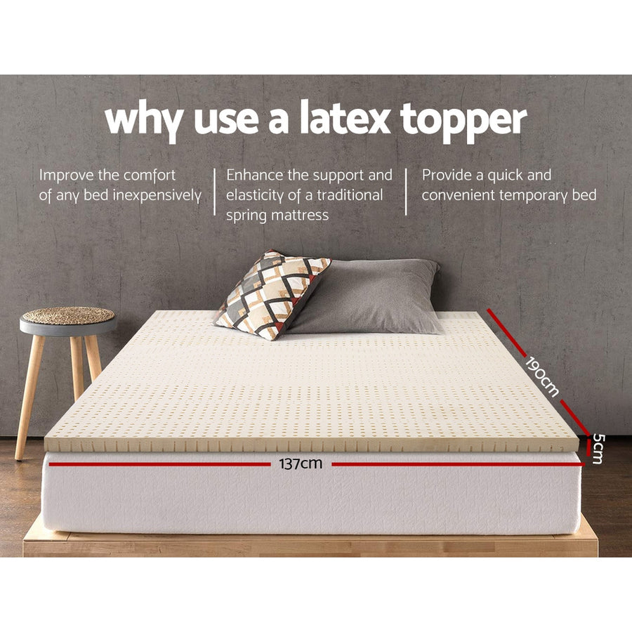 Pure Natural Latex Mattress Topper 7 Zone 5cm Double