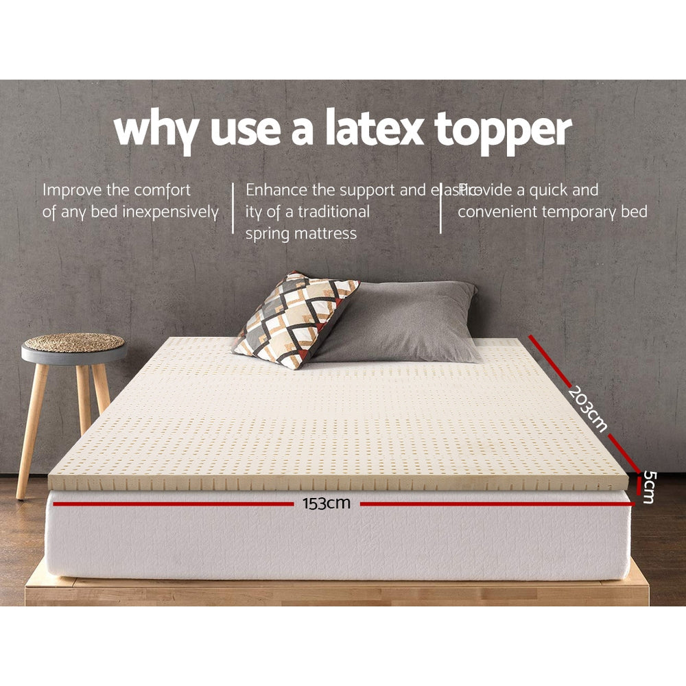 Pure Natural Latex Mattress Topper 7 Zone 5cm Queen