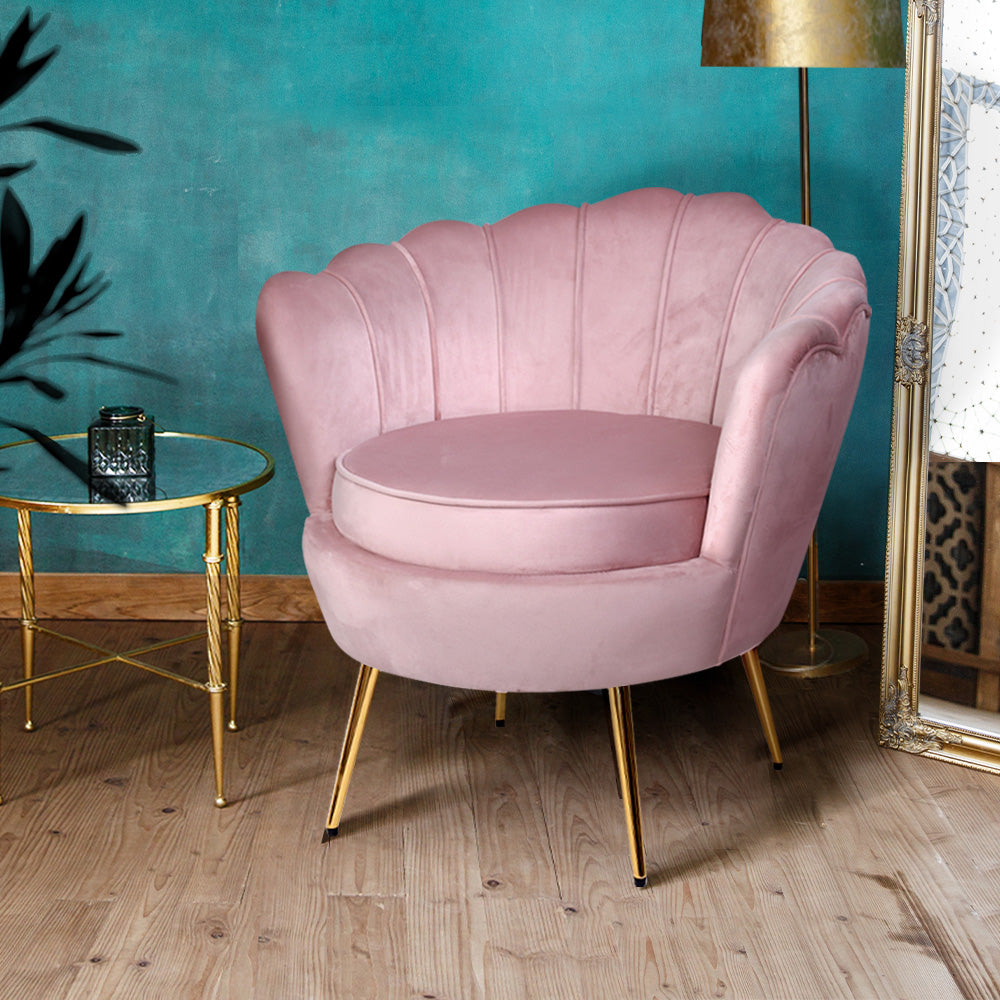 Lounge Chair Retro Single - Velvet Pink