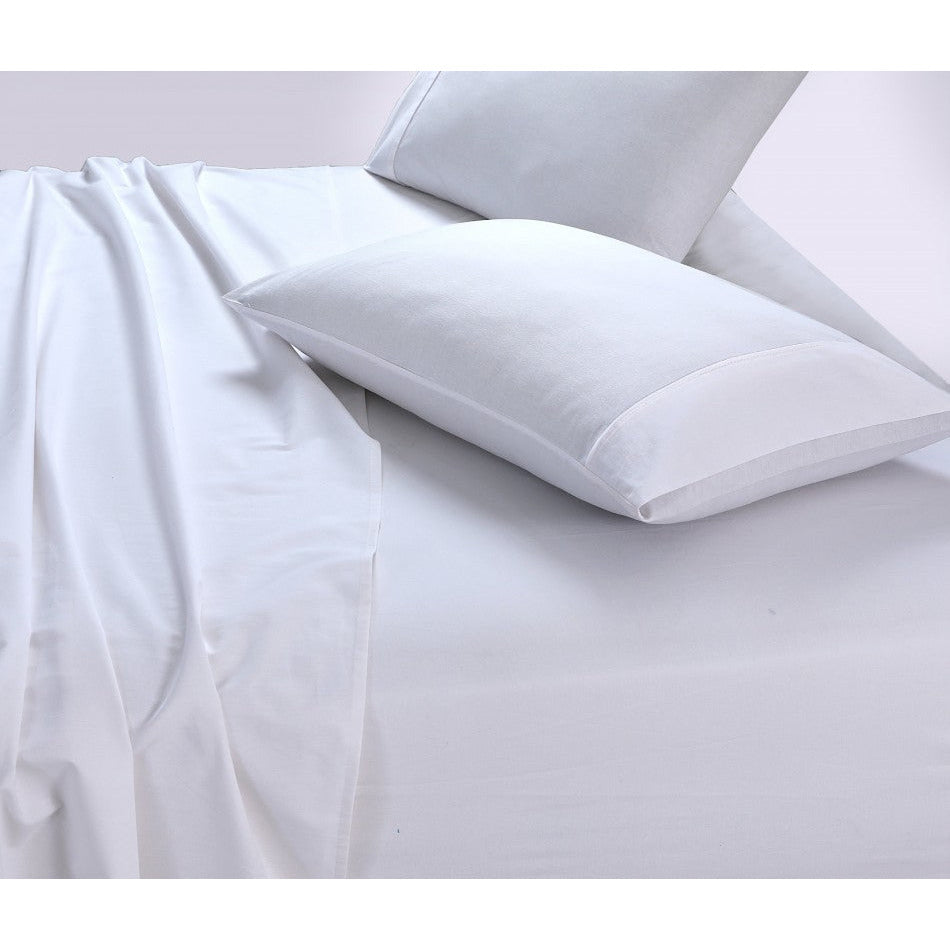 100% Egyptian Cotton Vintage Washed 500TC White Double Bed Sheets Set