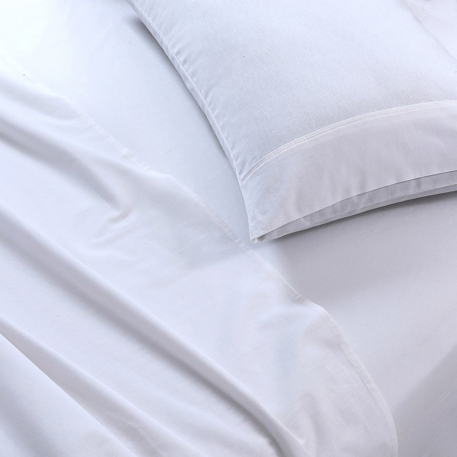 100% Egyptian Cotton Vintage Washed 500TC White Double Bed Sheets Set