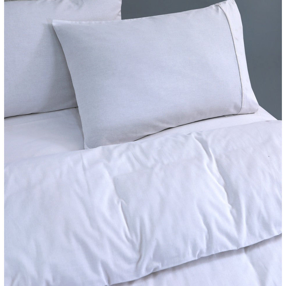 100% Egyptian Cotton Vintage Washed 500TC White Single Quilt Cover Set