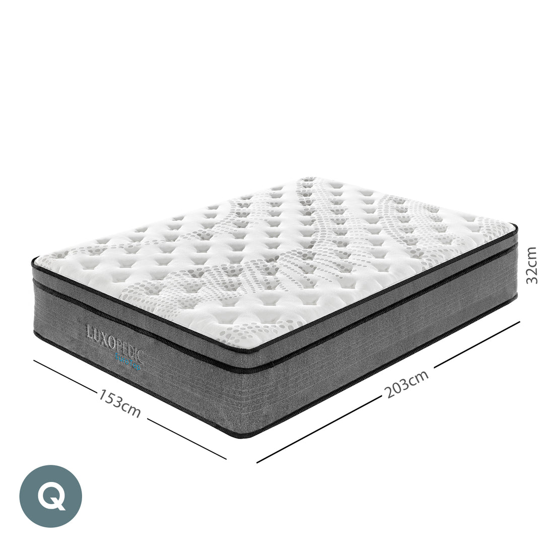 Pocket Spring Mattress 5 Zone 32CM Euro Top Memory Foam (Medium Weight) - Queen