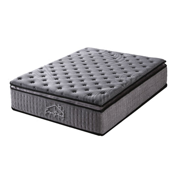 Charcoal Mattress Pocket Spring Pillowtop 5 Zone 32cm Depth - Queen