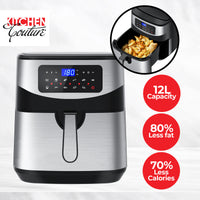 12 Litre Air Fryer Multifunctional LCD One Touch Display - Silver