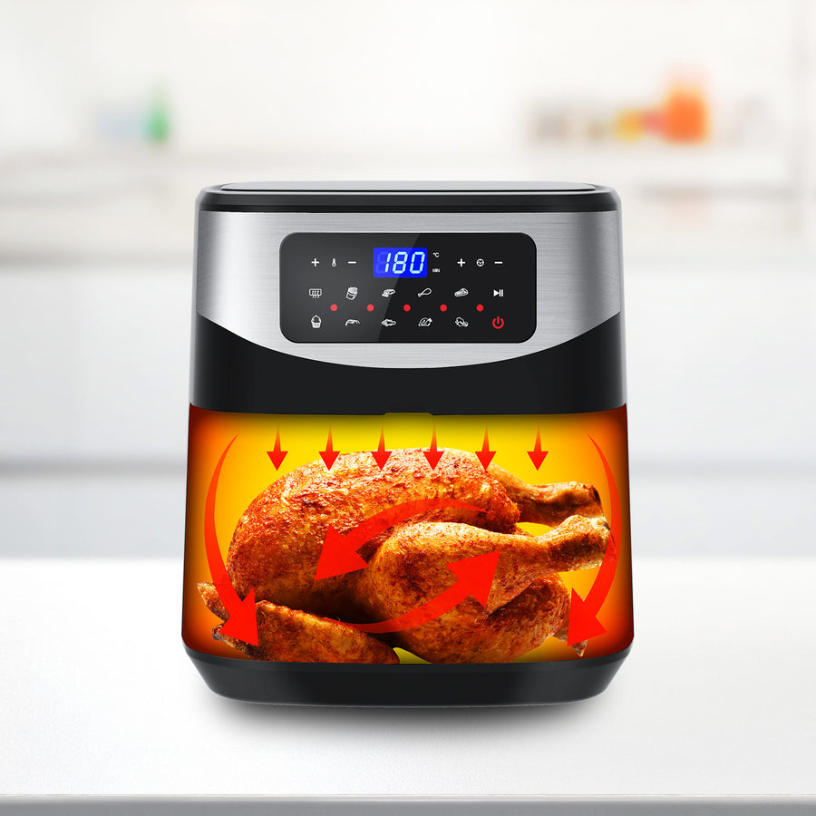 12 Litre Air Fryer Multifunctional LCD One Touch Display - Silver