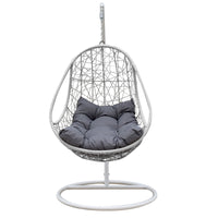 Rocking Egg Chair Swing Lounge Hammock Pod Wicker Curved - White and Grey