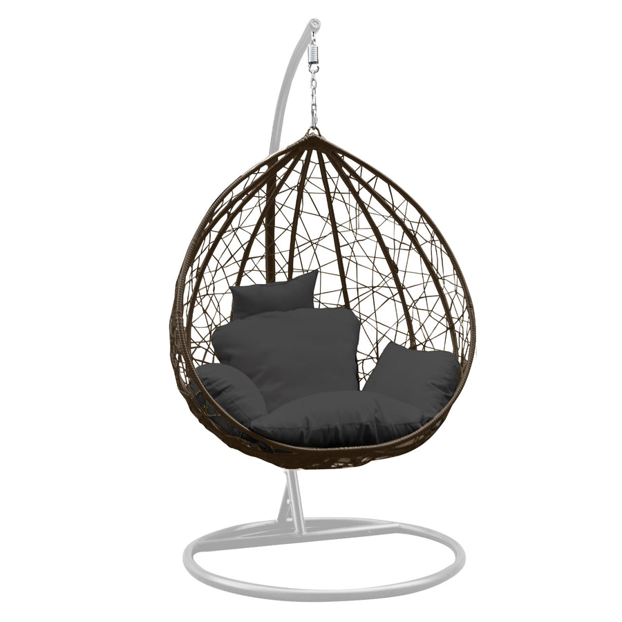 Rocking Egg Chair Outdoor Wicker Rattan Patio Garden Tear Drop - Oatmeal and Grey