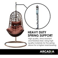 Hanging Basket Egg Chair Outdoor Wicker Rattan Patio Garden - Brown and Coffee