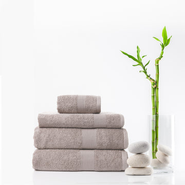 4 Piece Cotton Bamboo Towel Set 450GSM - Champagne