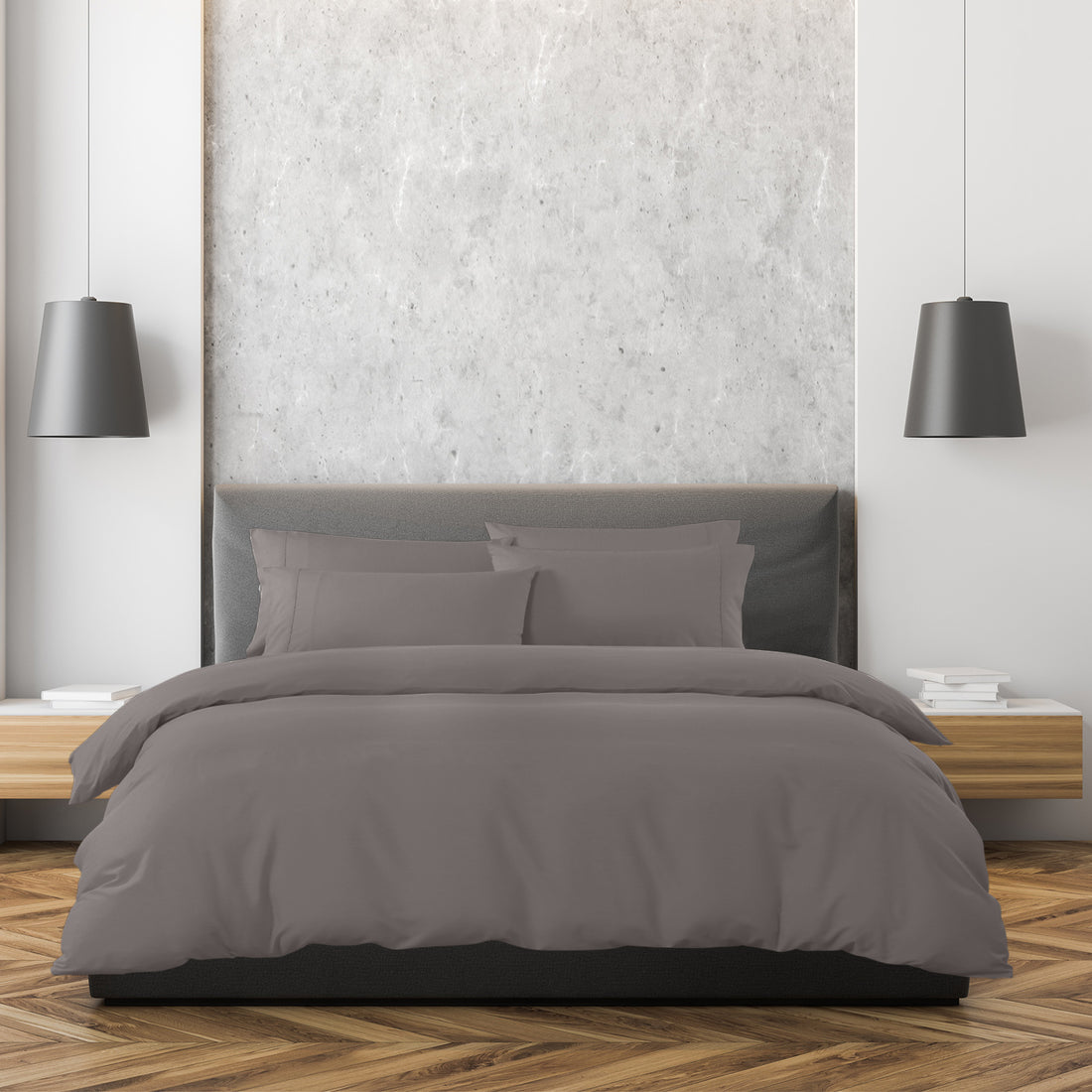 1500 Thread Count 6 Piece Cotton Rich Bedroom Collection Set - King - Dusk Grey