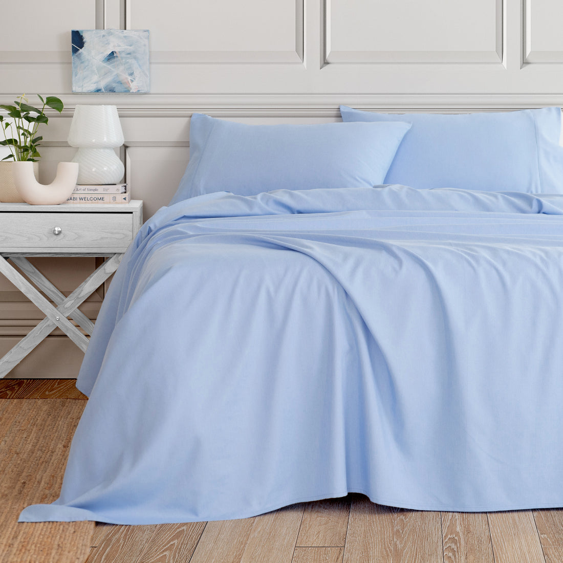 Royal Comfort 3000 Thread Count Bamboo Cooling Sheet Set - Queen - Light Blue