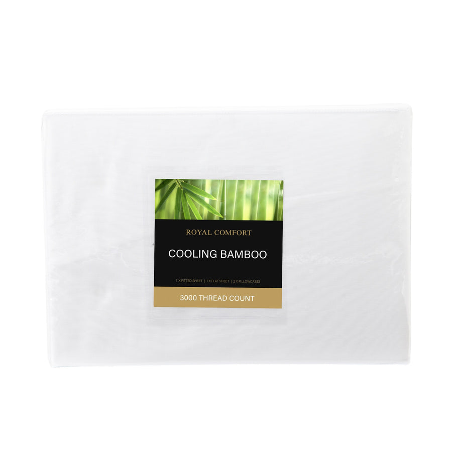 Royal Comfort 3000 Thread Count Bamboo Cooling Sheet Set - King - White