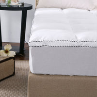 1000GSM Luxury Bamboo Fabric Gusset Mattress Pad Topper Cover - Queen - White