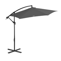 3M Outdoor Umbrella Cantilever With Protective Cover Patio Garden Shade - Charcoal