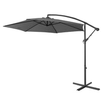 3M Outdoor Umbrella Cantilever With Protective Cover Patio Garden Shade - Charcoal