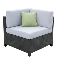 5 Piece Wicker Rattan Sofa Set Black Grey Outdoor Lounge Patio Furniture