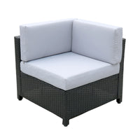 5 Piece Wicker Rattan Sofa Set Black Grey Outdoor Lounge Patio Furniture