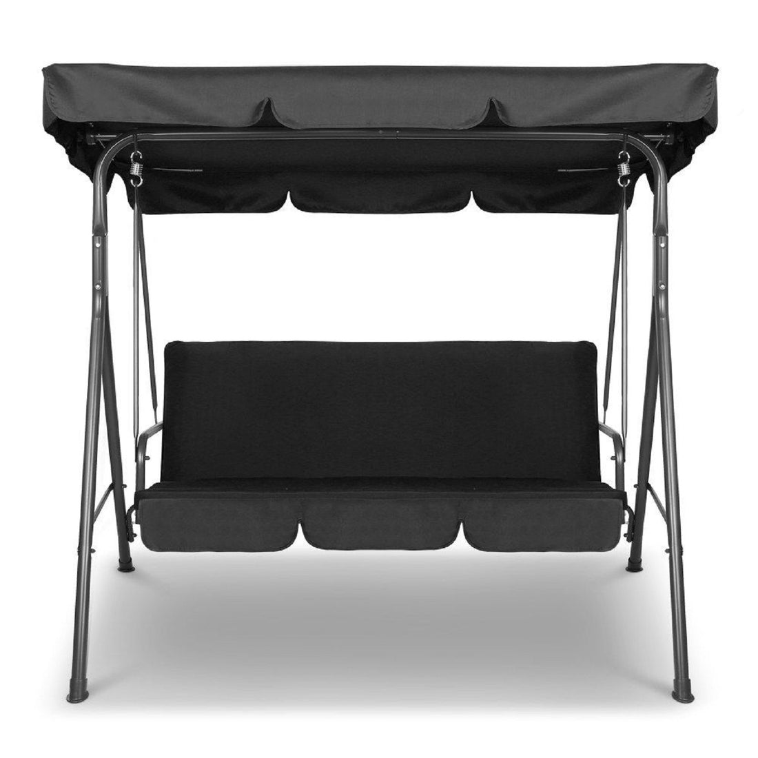 Outdoor Swing Bench Seat Chair Canopy Furniture 3 Seater Garden Hammock - Black