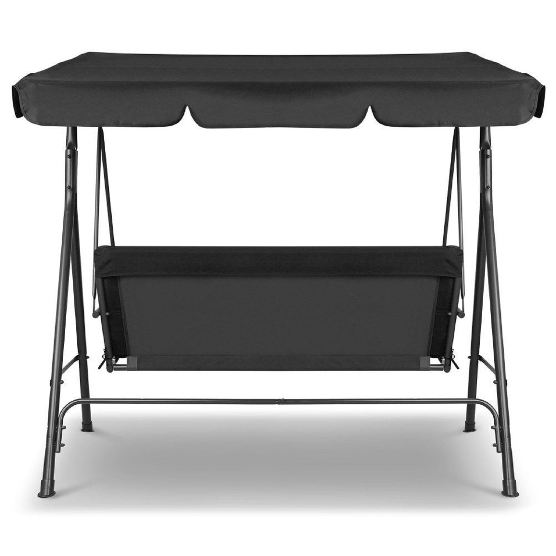 Outdoor Swing Bench Seat Chair Canopy Furniture 3 Seater Garden Hammock - Black