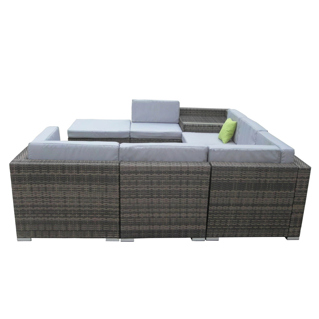 9 Piece Wicker Rattan Sofa Set Oatmeal Grey Outdoor Lounge Furniture