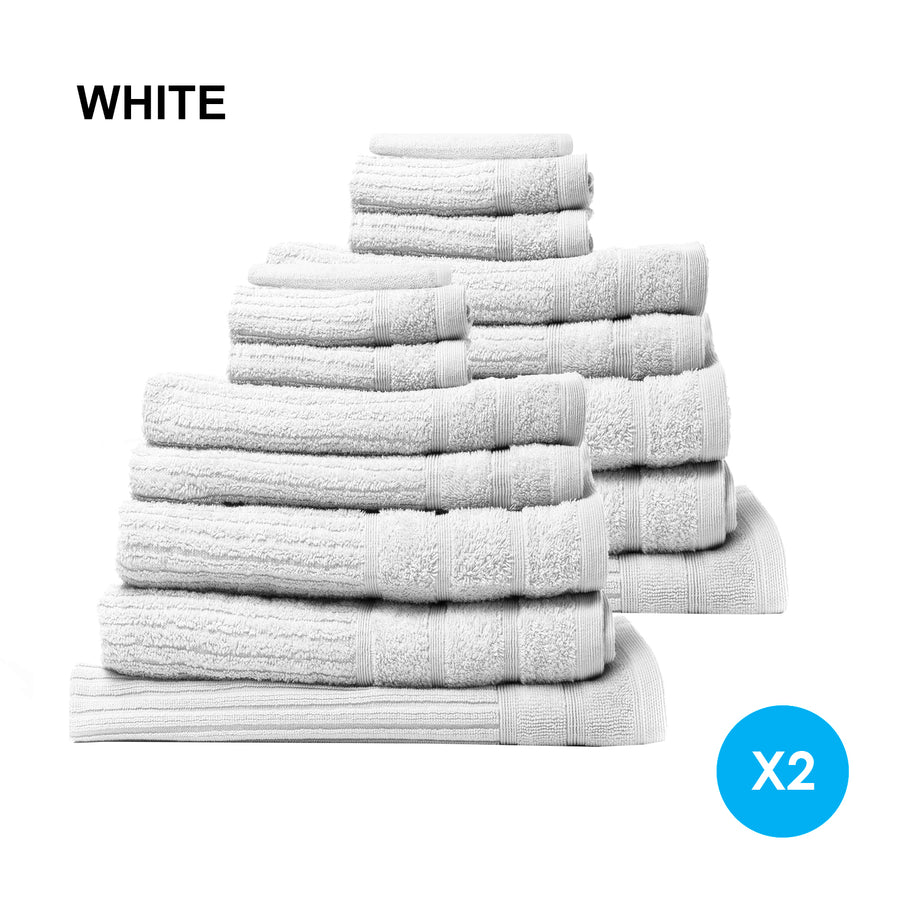 16 Piece Egyptian Cotton Eden Towel Set 600GSM Luxurious Absorbent - White