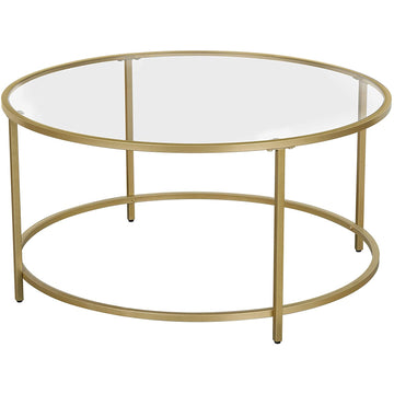 Gold Glass Table with Golden Iron Frame Stable and Robust Tempered Glass