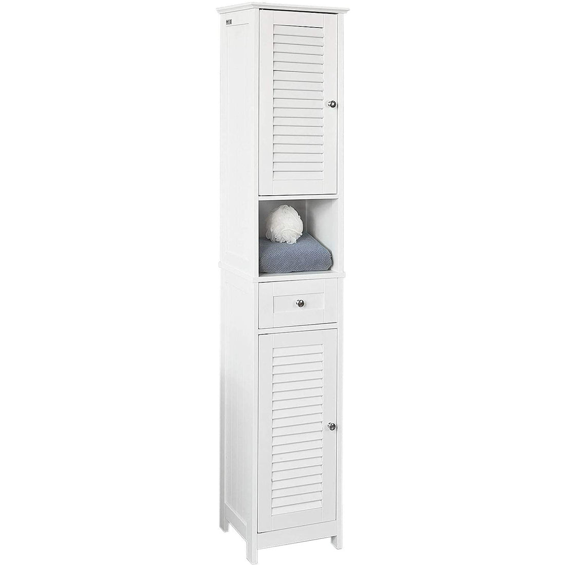 White Freestanding Tallboy Bathroom Cabinet