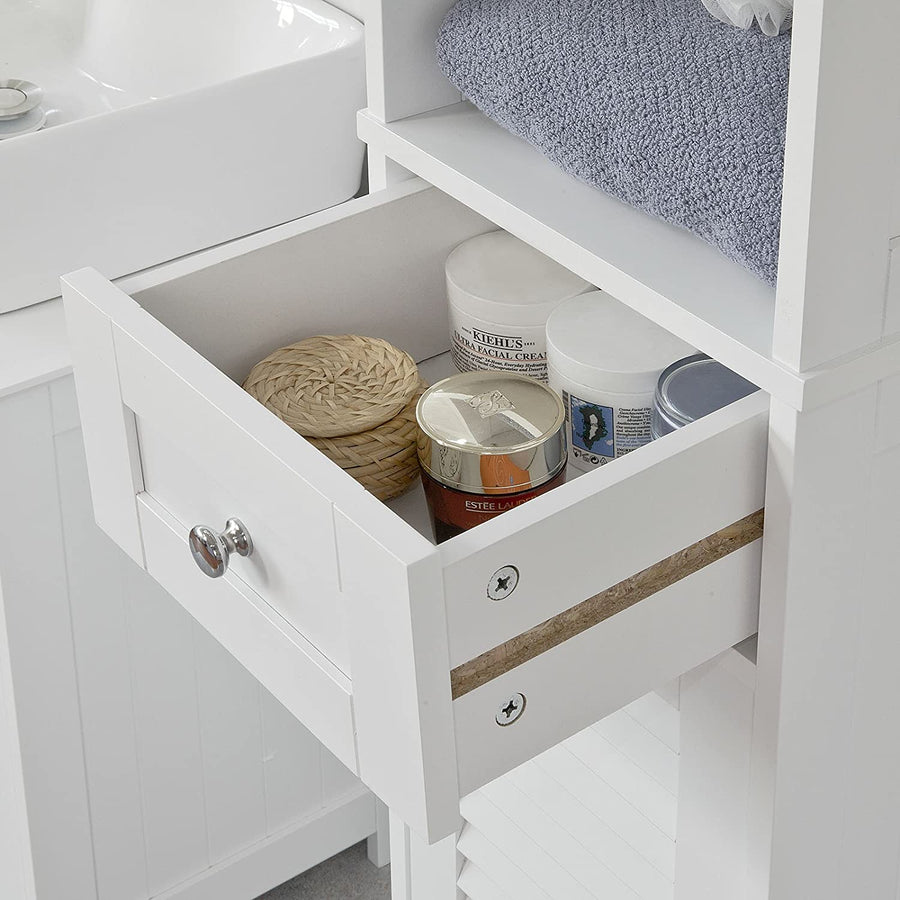 White Freestanding Tallboy Bathroom Cabinet