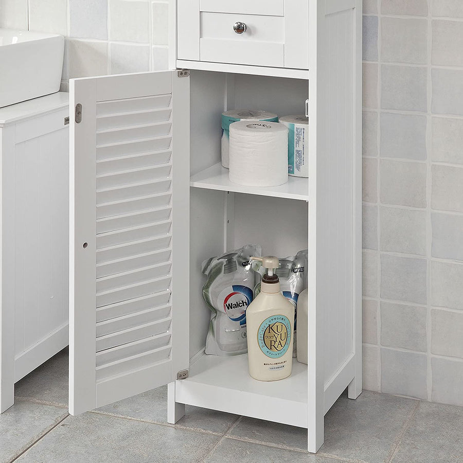 White Freestanding Tallboy Bathroom Cabinet