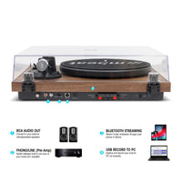 Hi-Fi Turntable with Bookshelf Speakers and Bluetooth Streaming